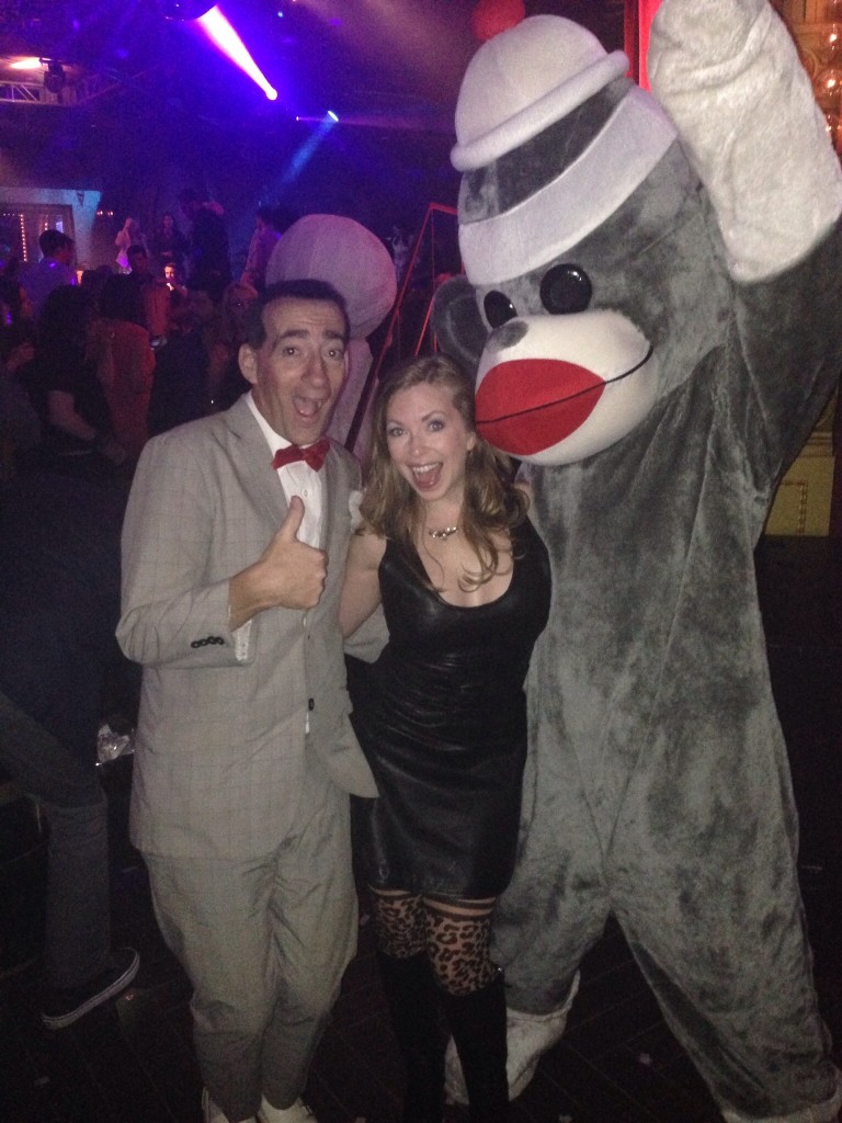 Mistress T with Pee Wee Herman & a sock puppet furry.