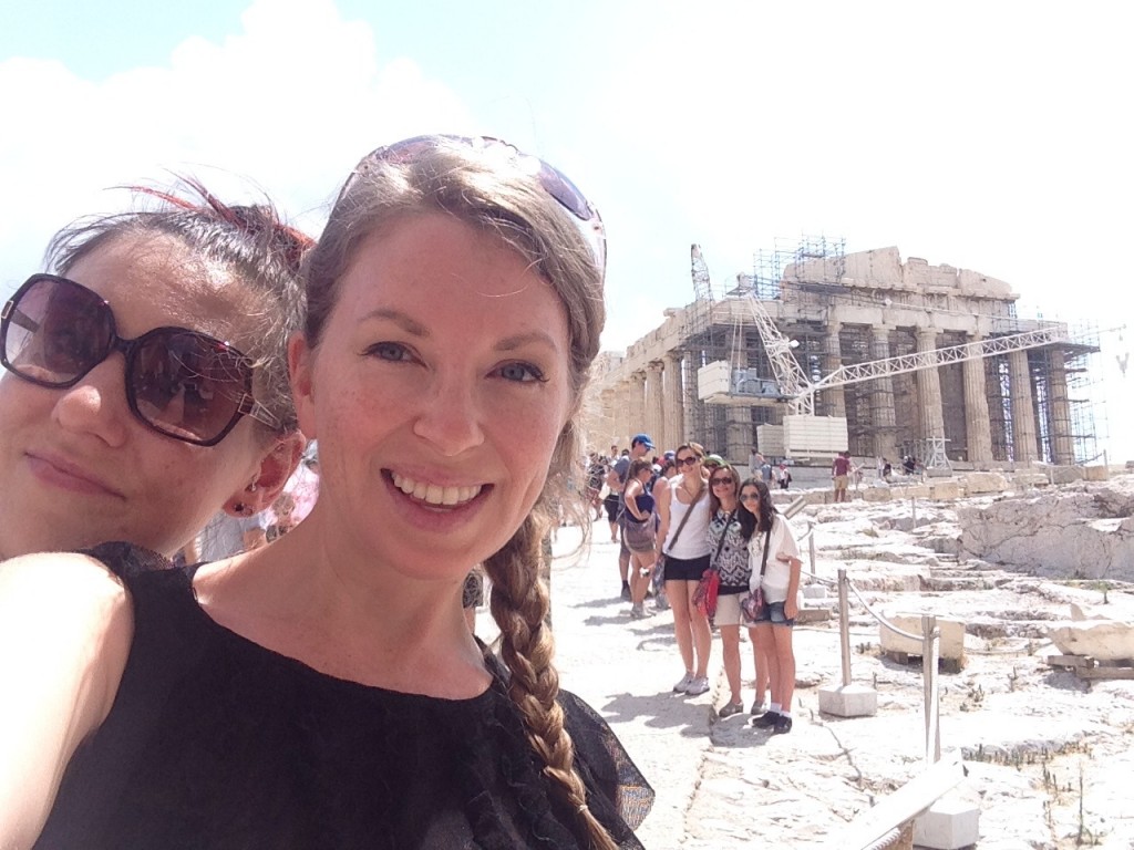 Meg & I (+ a billion other tourists) at the Acropolis in Athens, Greece. August 2014.
