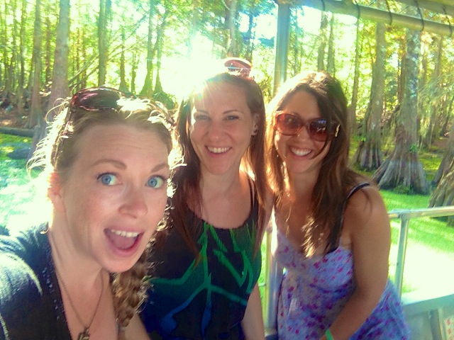 Meg, Ceara & I on the swamp tour through the Bayou. 